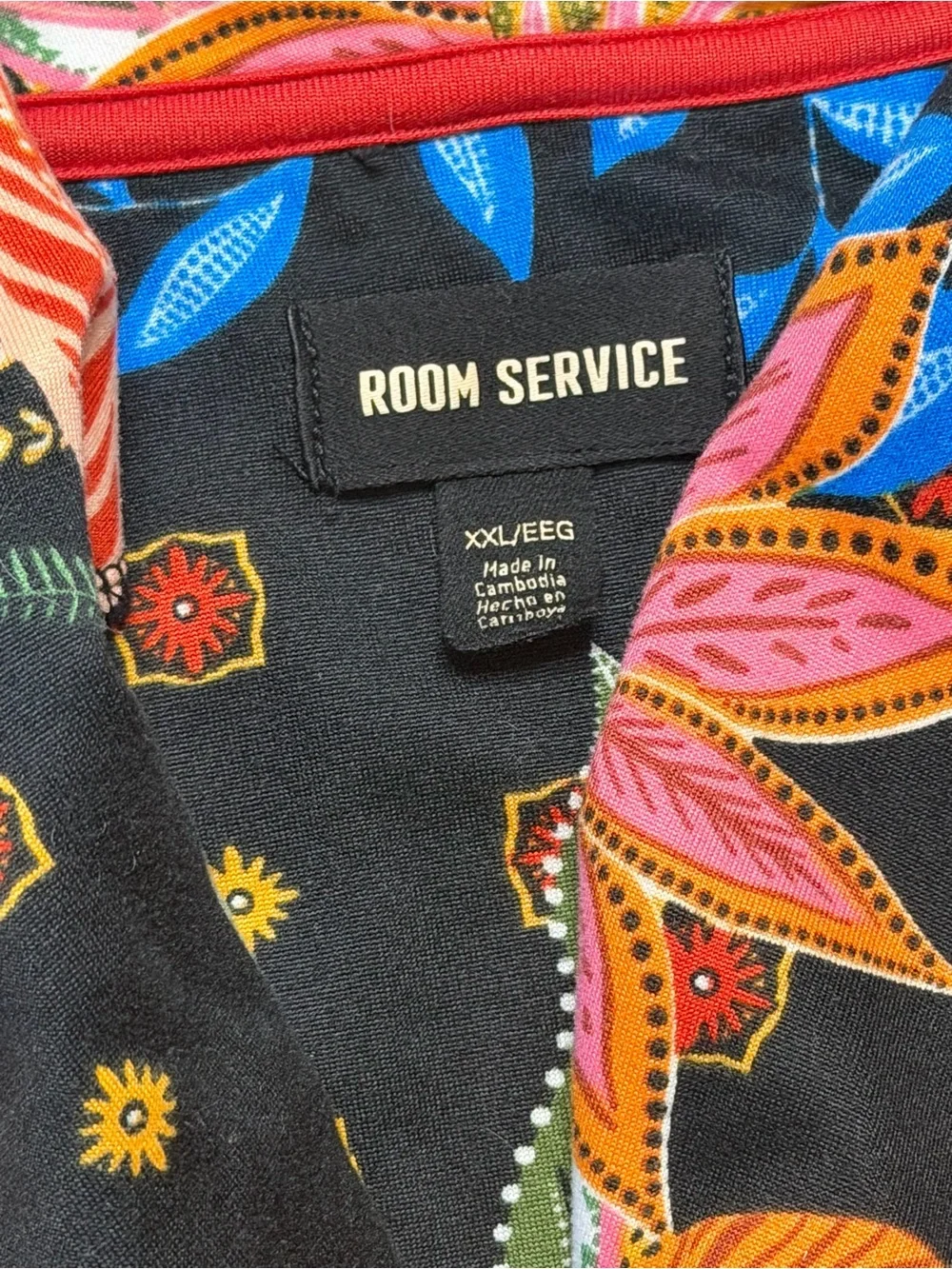Room Service Floral Tiger Print Pajama Set Women’s XXL Black Button Front Lounge
